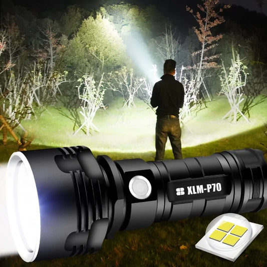 Linterna LED Ultra Potente Recargable por USB, Impermeable, Linterna