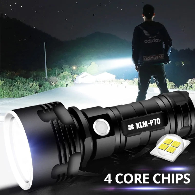 Linterna LED Ultra Potente Recargable por USB, Impermeable, Linterna